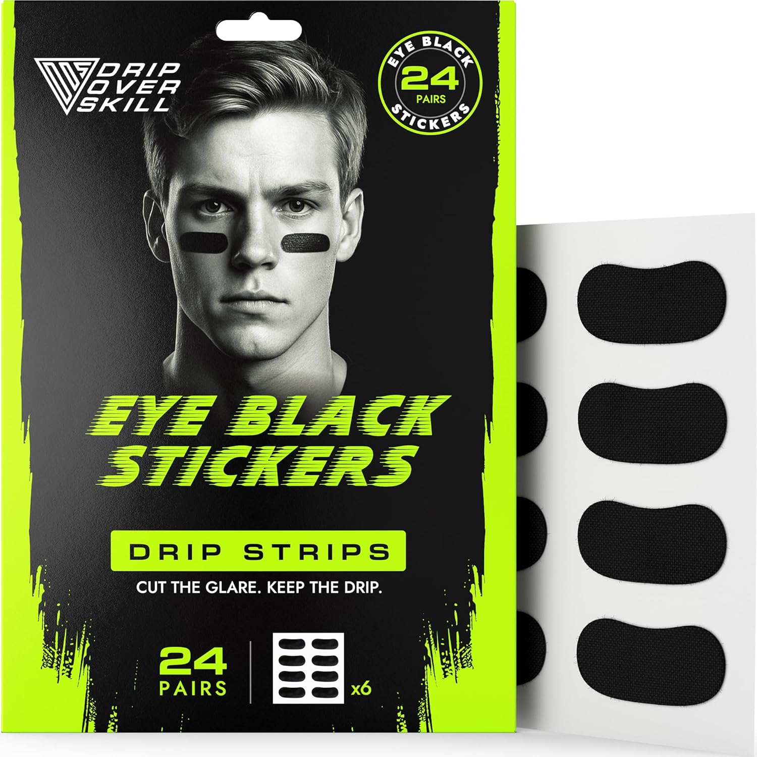 Athlete applying eye black strip before a game