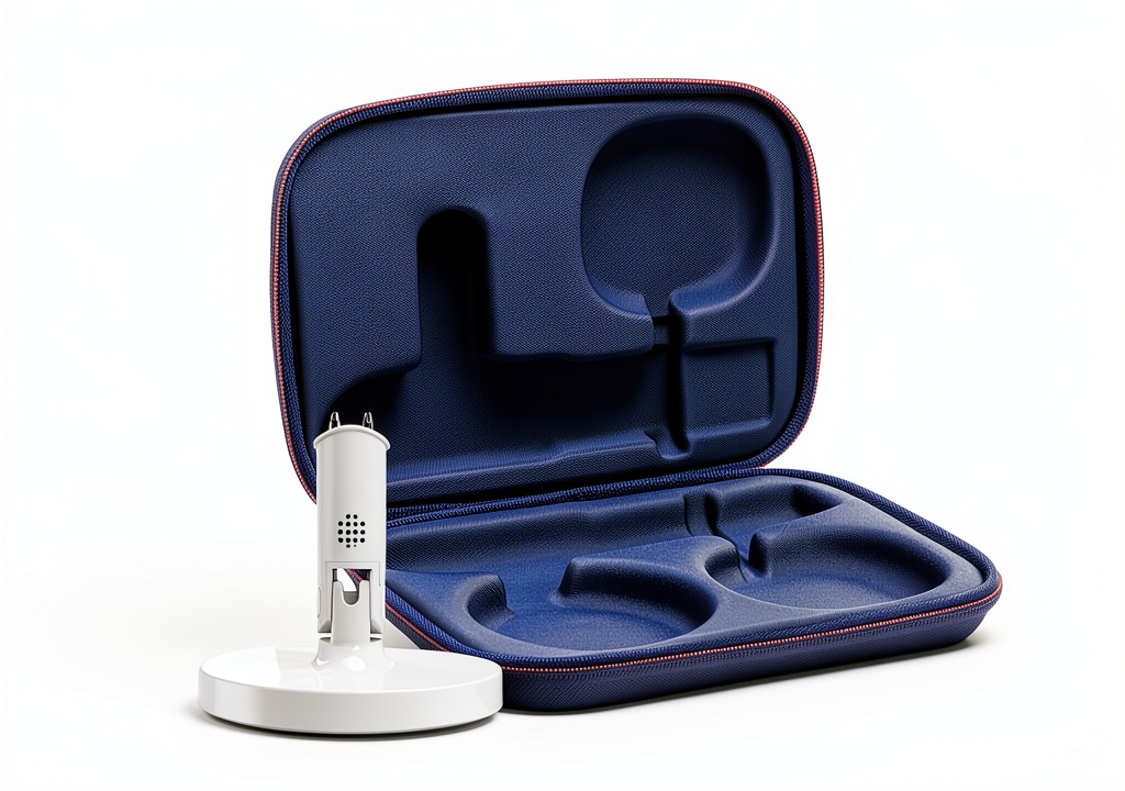 Nanit Pro Travel Case placed on a nursery shelf