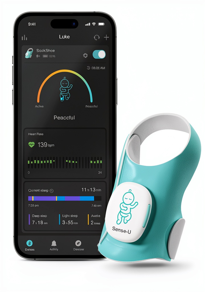 Sense-U Baby Smart Sock on a baby's foot