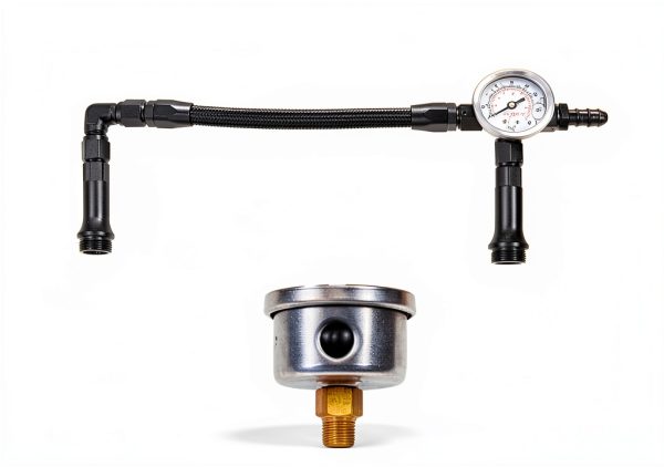 RULLINE 4150 Dual Intake Fuel Line Kit 8 AN with Pressure Gauge-1