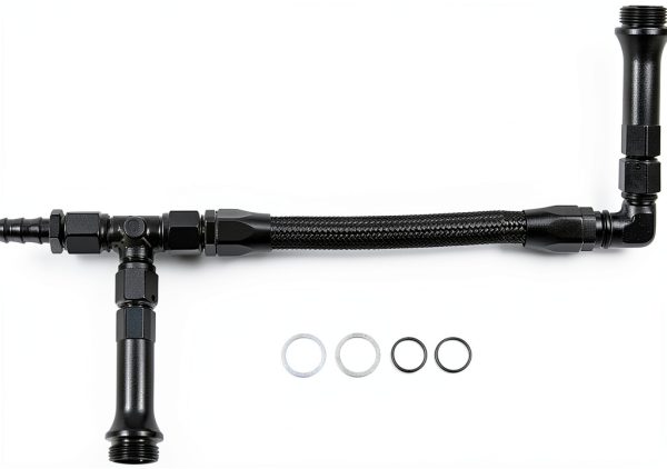 BARTOO Dual Fuel Line Kit 4150 Carb 8AN Black with Gauge-4