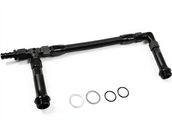 BARTOO Dual Fuel Line Kit 4150 Carb 8AN Black with Gauge-0