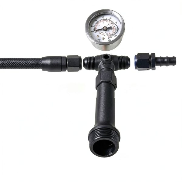 RULLINE 4150 Dual Intake Fuel Line Kit 8 AN with Pressure Gauge-2