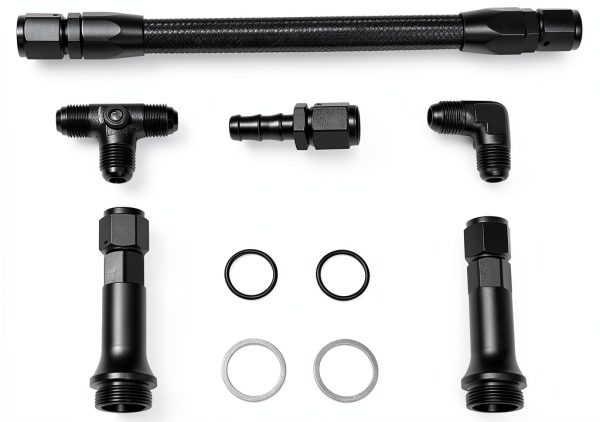 BARTOO Dual Fuel Line Kit 4150 Carb 8AN Black with Gauge-1