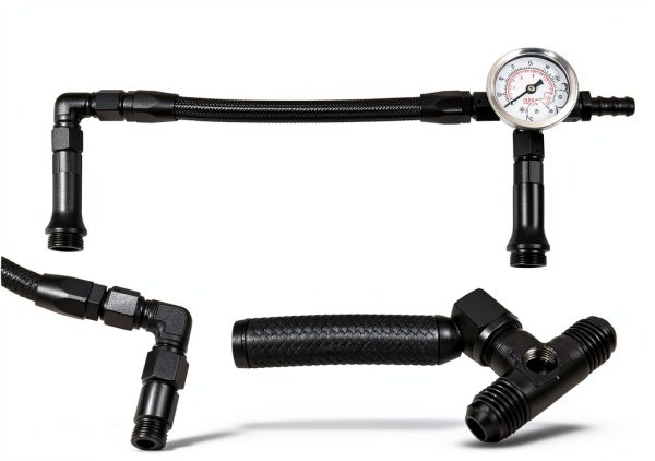 RULLINE 4150 Dual Intake Fuel Line Kit 8 AN with Pressure Gauge-3