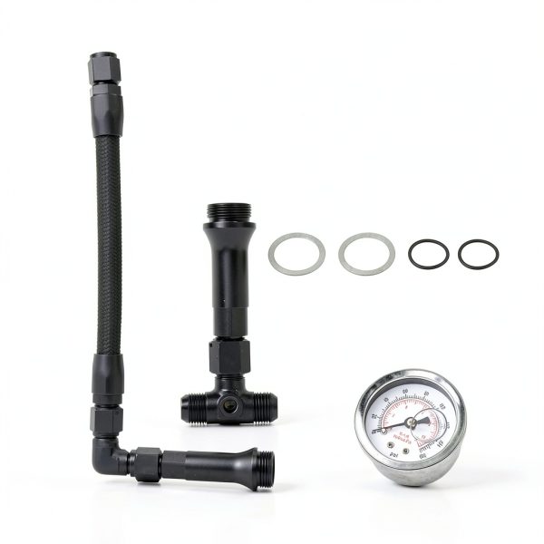 RULLINE 4150 Dual Intake Fuel Line Kit 8 AN with Pressure Gauge-4