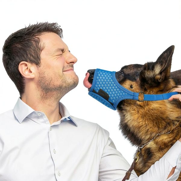 LUCKYPAW Soft Muzzle for Small Medium Sized Dogs, Dog Muzzle to Prevent Biting Chewing, Adjustable Breathable Mouth Guard for Grooming Walking Training(Blue, XS)-7