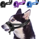 Dog Muzzle SlowTon Adjustable Padded Nylon for Large Medium Dogs Black-0