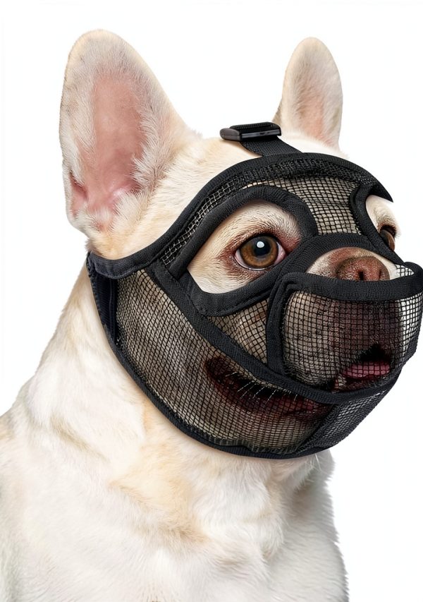 French Bulldog Muzzle Ohcozzy Soft Mesh with Enlarged Eyeholes Black-0