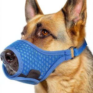 LUCKYPAW Soft Muzzle for Small Medium Sized Dogs, Dog Muzzle to Prevent Biting Chewing, Adjustable Breathable Mouth Guard for Grooming Walking Training(Blue, XS)-0