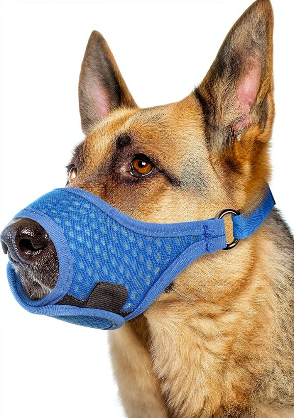 LUCKYPAW Soft Muzzle for Small Medium Sized Dogs, Dog Muzzle to Prevent Biting Chewing, Adjustable Breathable Mouth Guard for Grooming Walking Training(Blue, XS)-0