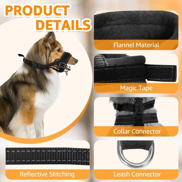 Dog Muzzle SlowTon Adjustable Padded Nylon for Large Medium Dogs Black-3
