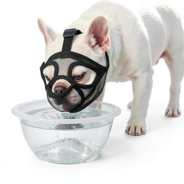 French Bulldog Muzzle Ohcozzy Soft Mesh with Enlarged Eyeholes Black-1