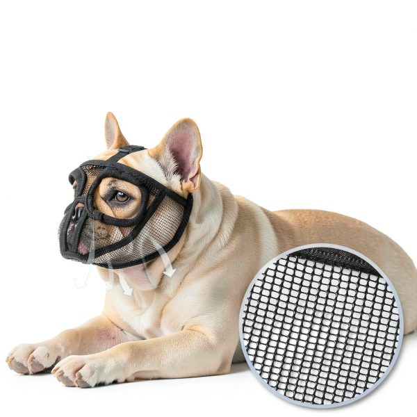 French Bulldog Muzzle by Herrypiggy Breathable Mesh Adjustable- M-2