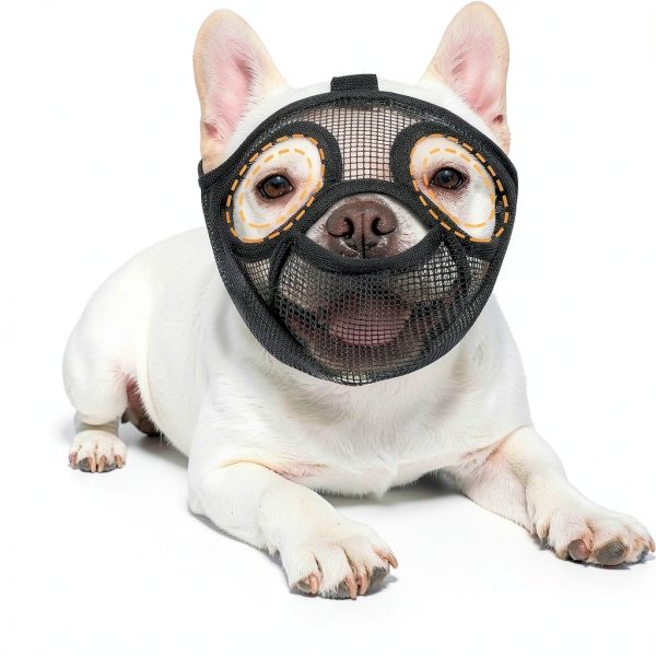 French Bulldog Muzzle Ohcozzy Soft Mesh with Enlarged Eyeholes Black-2