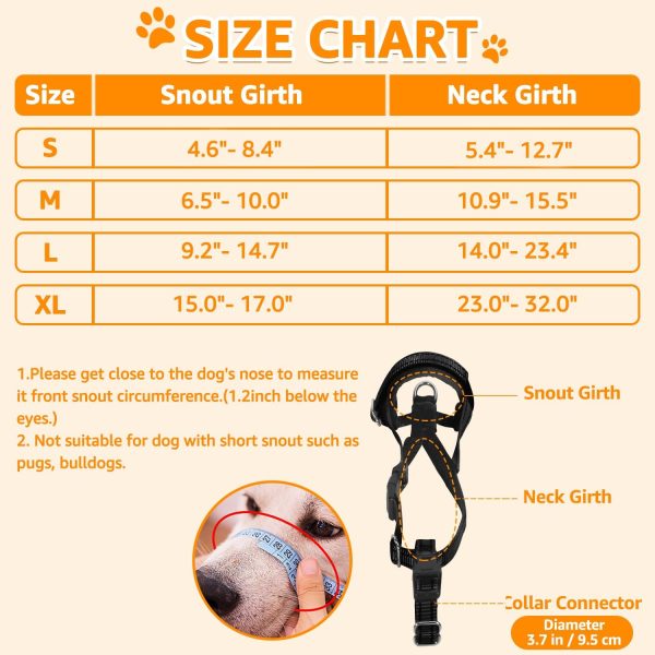 Dog Muzzle SlowTon Adjustable Padded Nylon for Large Medium Dogs Black-5