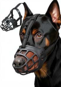 Dog Muzzle, Breathable Basket Muzzles for Small Medium Large Sized Dogs, Adjustable Humane Cage Mouth Cover for Grooming Biting Chewing, Allows Panting and Drinking (Soft Rubber, S)-0