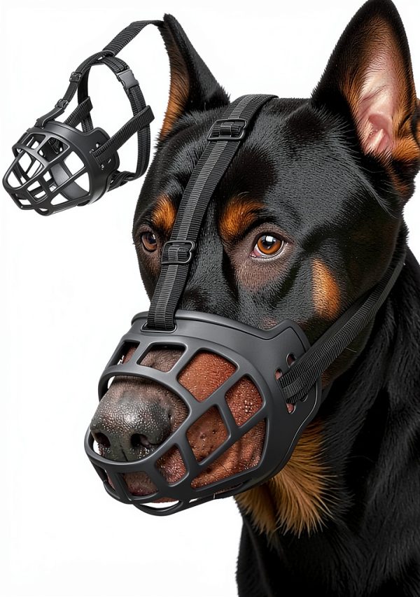 Dog Muzzle, Breathable Basket Muzzles for Small Medium Large Sized Dogs, Adjustable Humane Cage Mouth Cover for Grooming Biting Chewing, Allows Panting and Drinking (Soft Rubber, S)-0