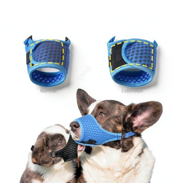 LUCKYPAW Soft Muzzle for Small Medium Sized Dogs, Dog Muzzle to Prevent Biting Chewing, Adjustable Breathable Mouth Guard for Grooming Walking Training(Blue, XS)-6