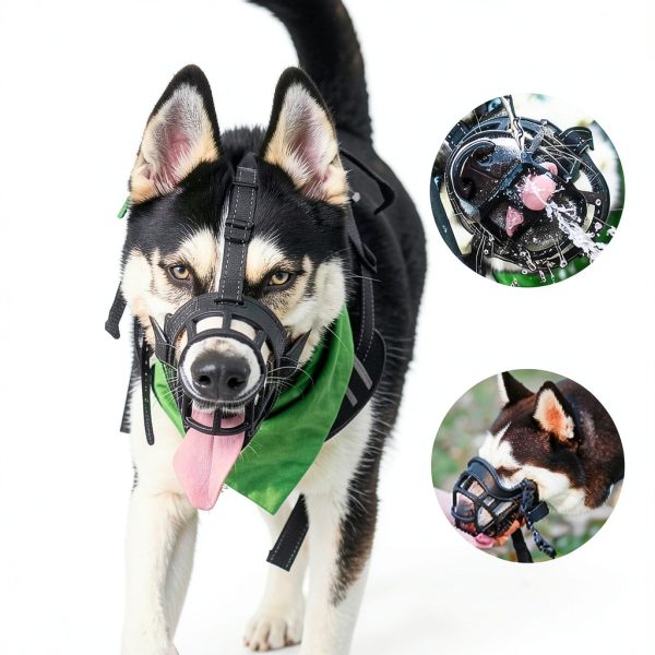 Dog Muzzle, Breathable Basket Muzzles for Small Medium Large Sized Dogs, Adjustable Humane Cage Mouth Cover for Grooming Biting Chewing, Allows Panting and Drinking (Soft Rubber, S)-5