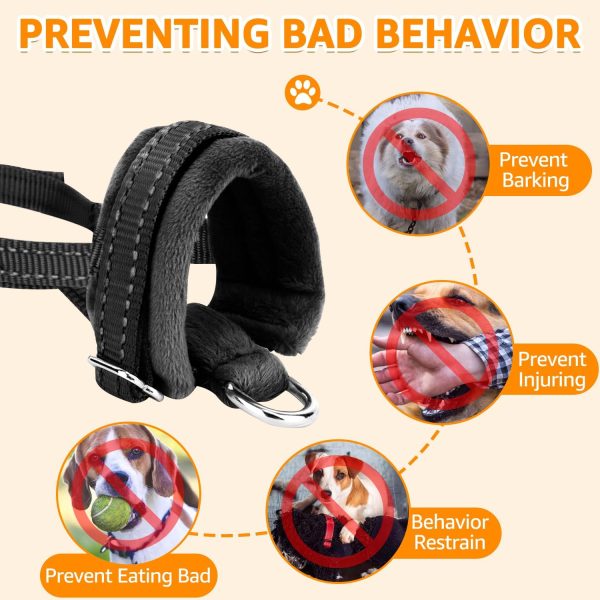 Dog Muzzle SlowTon Adjustable Padded Nylon for Large Medium Dogs Black-4