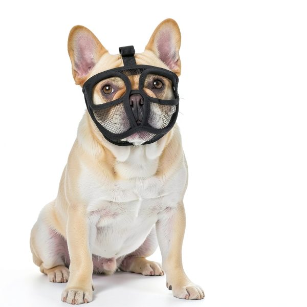 French Bulldog Muzzle by Herrypiggy Breathable Mesh Adjustable- M-3