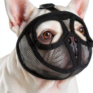 French Bulldog Muzzle by Herrypiggy Breathable Mesh Adjustable- M-0