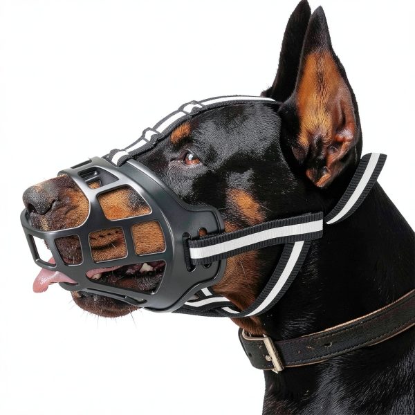 Dog Muzzle, Breathable Basket Muzzles for Small Medium Large Sized Dogs, Adjustable Humane Cage Mouth Cover for Grooming Biting Chewing, Allows Panting and Drinking (Soft Rubber, S)-1