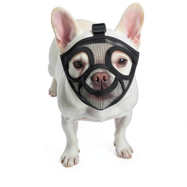 French Bulldog Muzzle Ohcozzy Soft Mesh with Enlarged Eyeholes Black-3