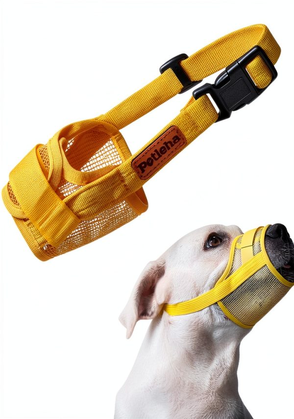 Dog Muzzle Adjustable Soft Cotton Mesh Breathable Lightweight M to XL-0