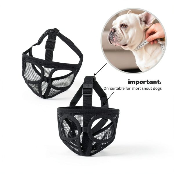 French Bulldog Muzzle by Herrypiggy Breathable Mesh Adjustable- M-4