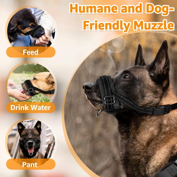 Dog Muzzle SlowTon Adjustable Padded Nylon for Large Medium Dogs Black-1