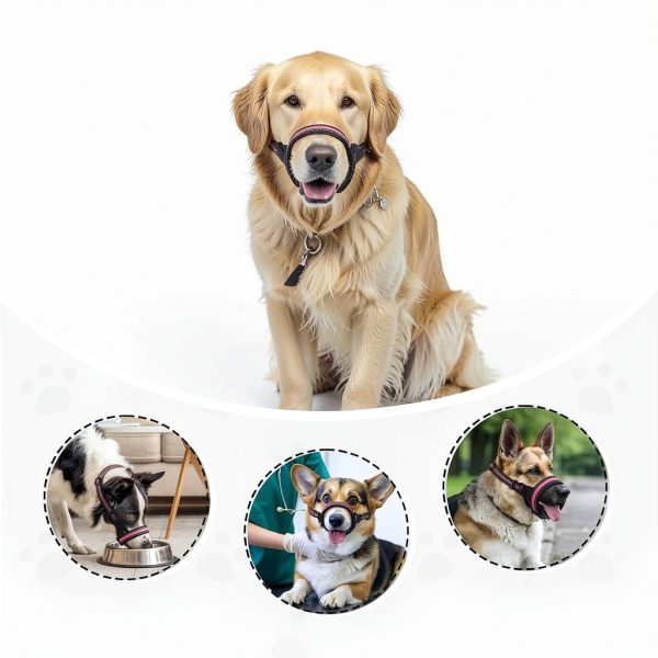 Dog Muzzle Wisle Adjustable Breathable Soft Muzzle for Small Large-3
