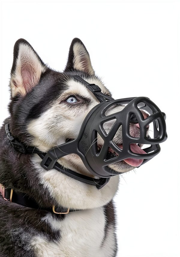 BARKLESS Basket Muzzle for Large Dogs, Humane Cage Mouth Cover, Black-3