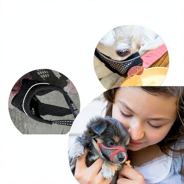 Dog Muzzle Moiilavin Soft Mesh Cherry‑Red XXS for Small Dogs-3