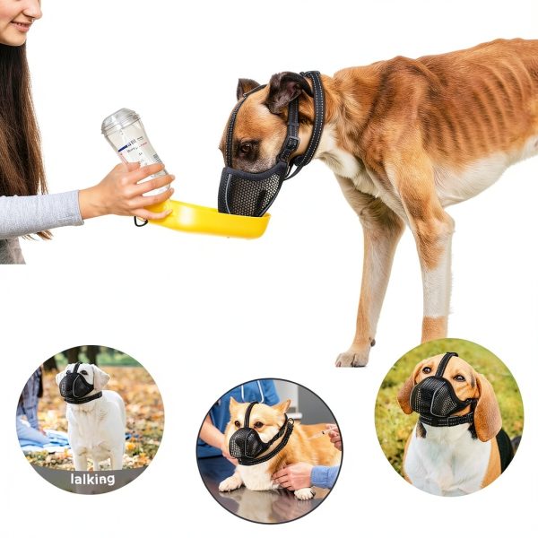 Dog Muzzle wisle Mesh Soft Adjustable Reflective for Small to Large-3
