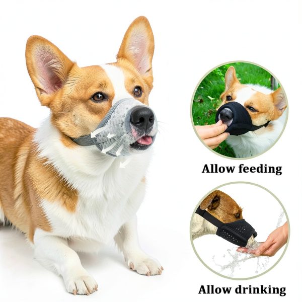 Dog Muzzle Mayerzon Soft Mesh for Small to Large Breeds Grey XXS-4
