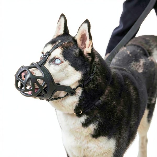 BARKLESS Basket Muzzle for Large Dogs, Humane Cage Mouth Cover, Black-6