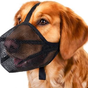 Mayerzon Dog Muzzle, Soft Mesh Muzzle for Small Medium Large Dogs Anti Bite Scavenging, Breathable Adjustable Mouth Guard for German Shepherd Labrador Golden Retriever in Grooming Walking Vet Visits-0