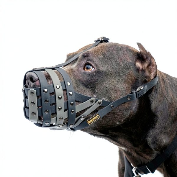 Pitbull Muzzle by Mayerzon Lightweight Adjustable Basket for Large-6