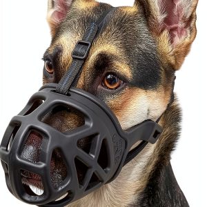 BARKLESS Basket Muzzle for Large Dogs, Humane Cage Mouth Cover, Black-0