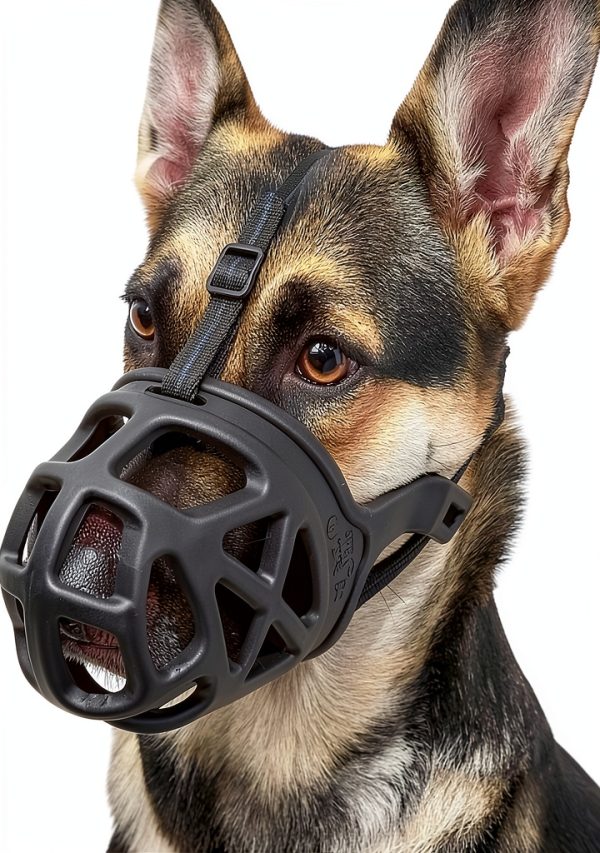 BARKLESS Basket Muzzle for Large Dogs, Humane Cage Mouth Cover, Black-0